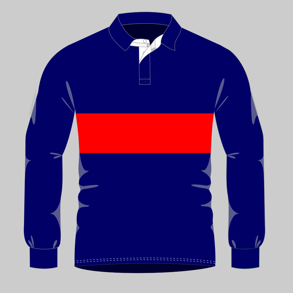 blue and red rugby shirt